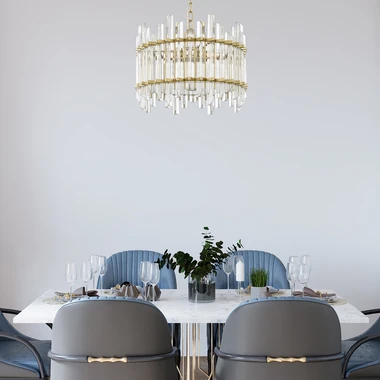 Křišťálový lustr na řetězu zlatý ALEXANDRIA