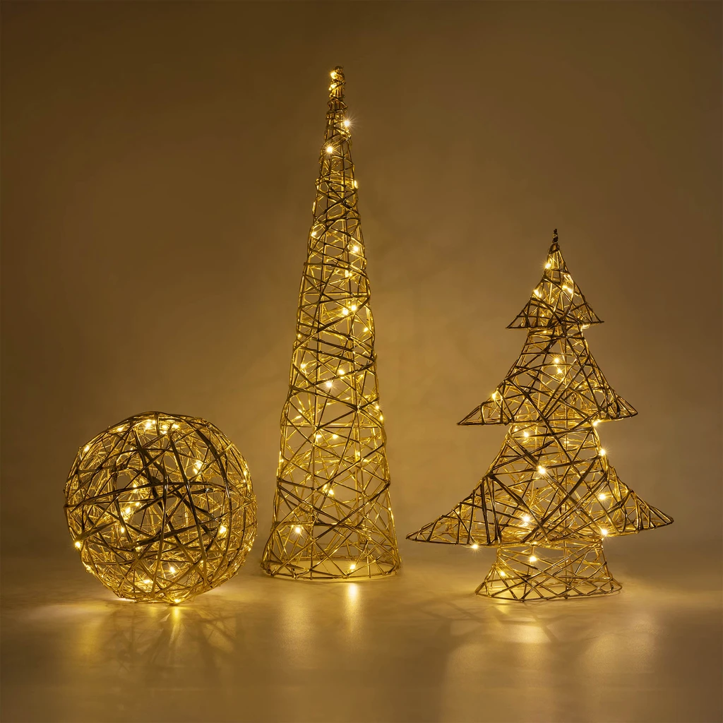 Dekorace LED koule šampaňské zlato, 20 cm