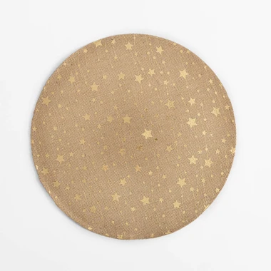 Kulaté jutové prostírání ZLATÉ HVĚZDY 38 cm
