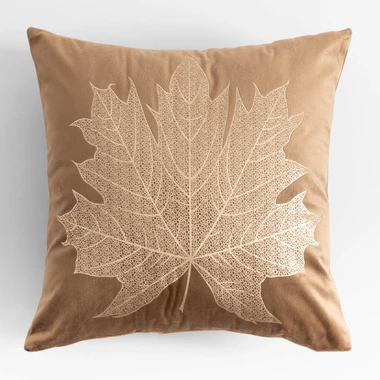 Dekorační povlak na polštář se zlatým listem hnědý MAPLE 45x45 cm