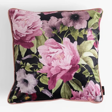 Růžový potah na polštář s květinami COLINA 45x45 cm
