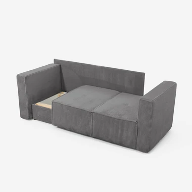 Manšestrová dvoumístná rozkládací pohovka šedá LUSO levá