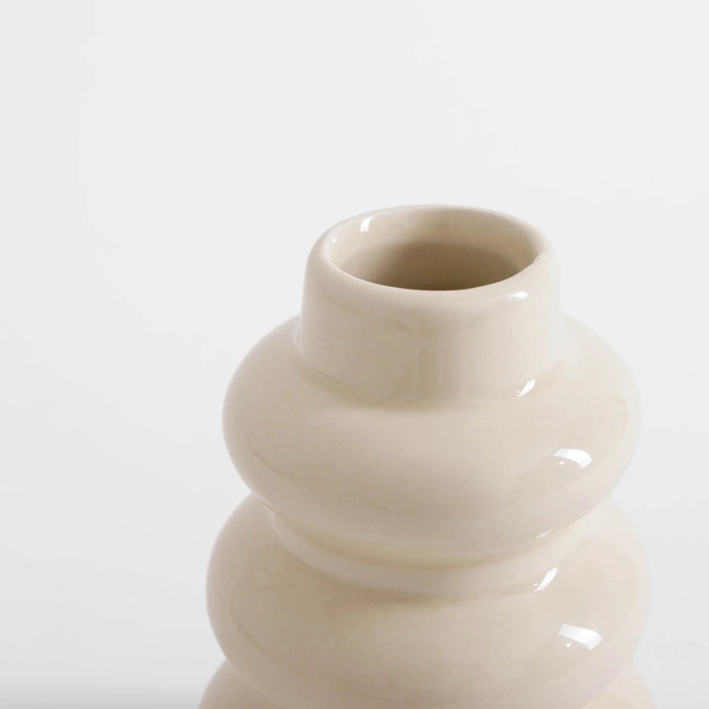 Béžová váza sněhulák 12 cm