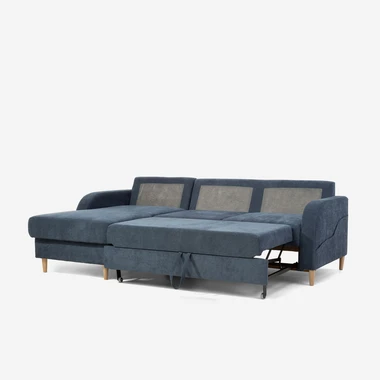 Šedomodrá rozkládací rohová sedací souprava HAMAR 3P levá