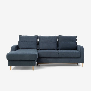 Šedomodrá rozkládací rohová sedací souprava HAMAR 3P levá