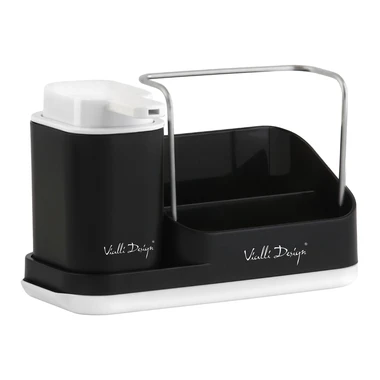 Kuchyňský organizér s dávkovačem LIVIO DUO černý