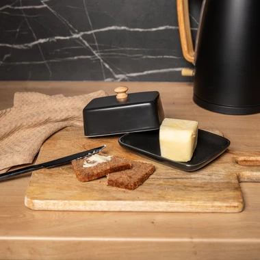 Černá porcelánová máslenka BONA