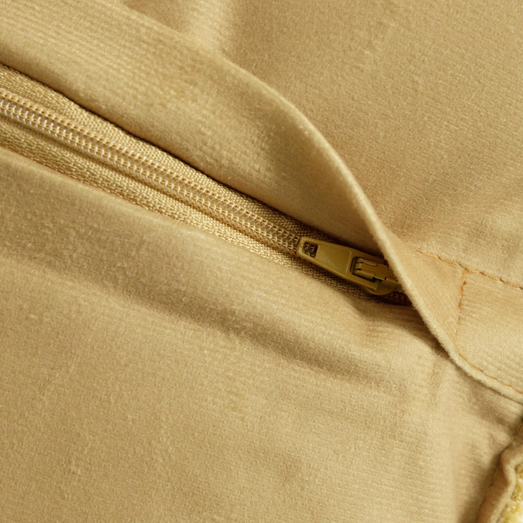 Musztardowa poszewka ozdobna szenilowa