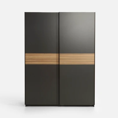 Antracitová skříň s posuvnými dveřmi METROPOLITAN 150 cm