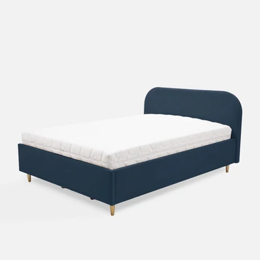 Tmavě modrá velurová postel SANTADI 90x200 cm
