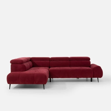 Rohová sedací souprava s elektrickým nastavením sedáku vínová MAVEL L levá