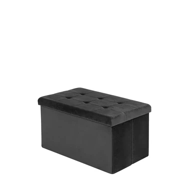Černý skládací taburet s úložným prostorem