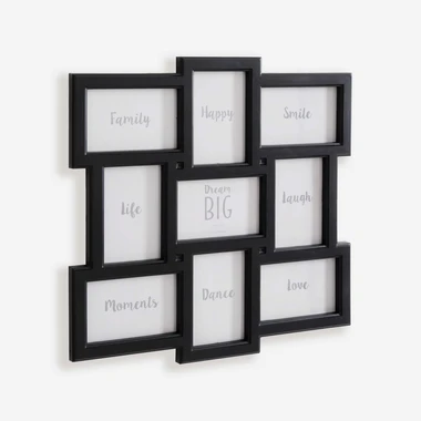 Černý multi-fotorámeček na 9 fotografií 45,5x45,5 cm