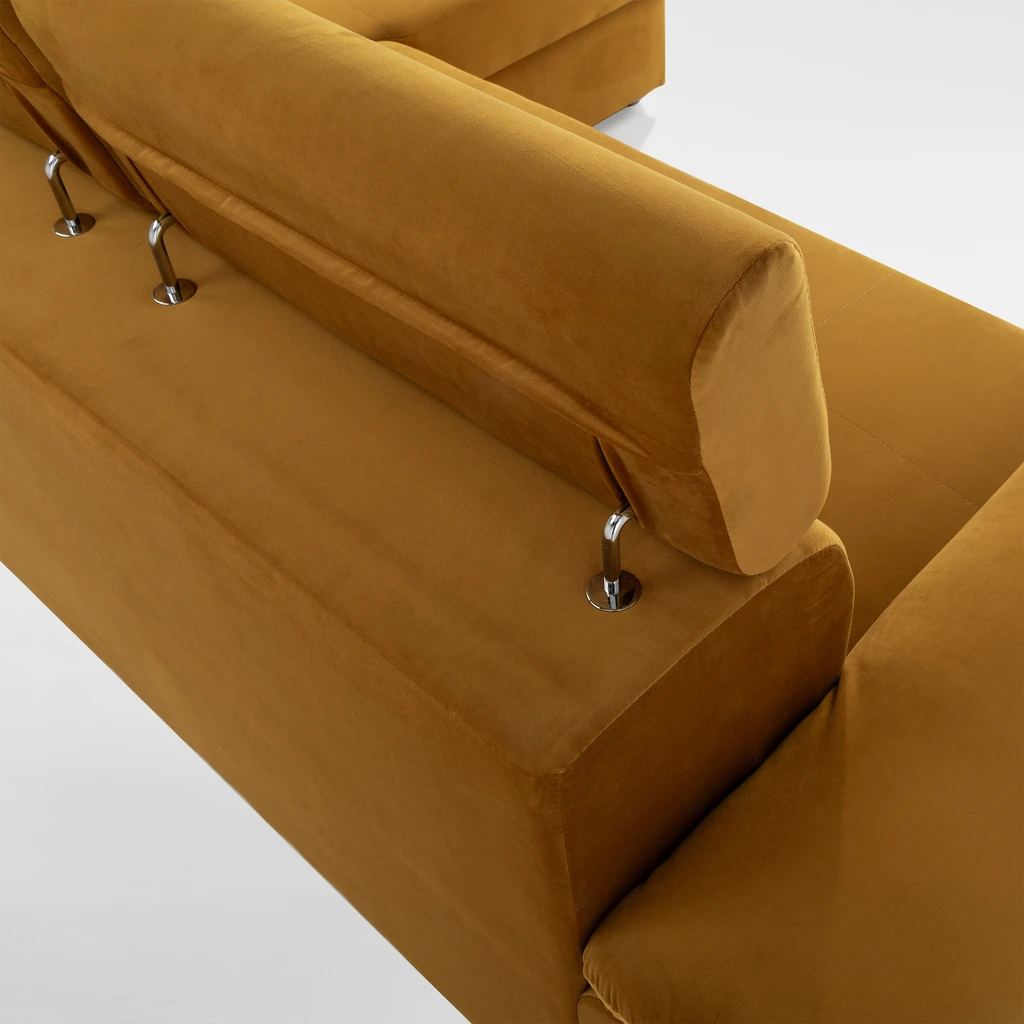 Rohová sedací souprava s nastavitelnými opěrkami hlavy pravá TITAN hořčicová