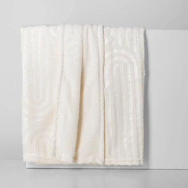 Deka s reliéfním vzorem ABSTRACT 130x160 cm krémová