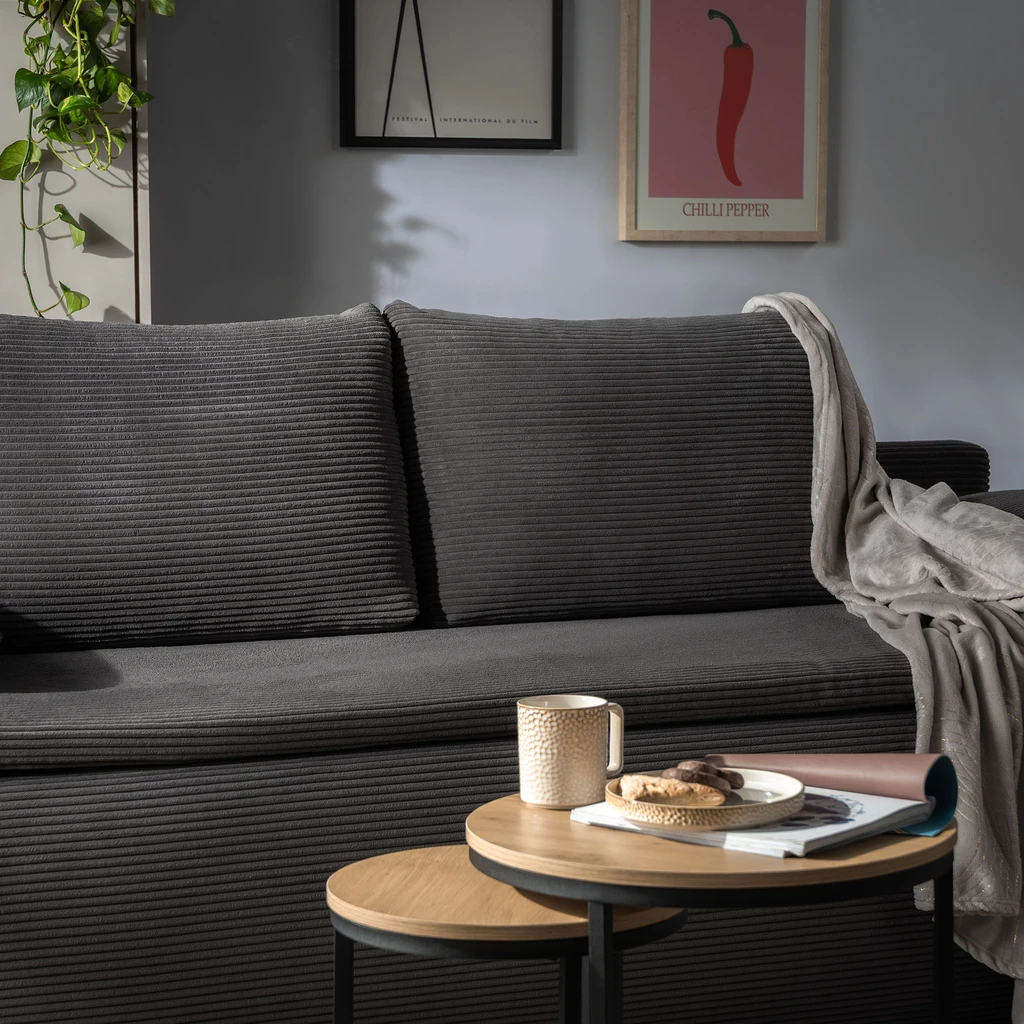 Sofa sztruksowa szara LIVSI Šedá manšestrová pohovka LIVSI