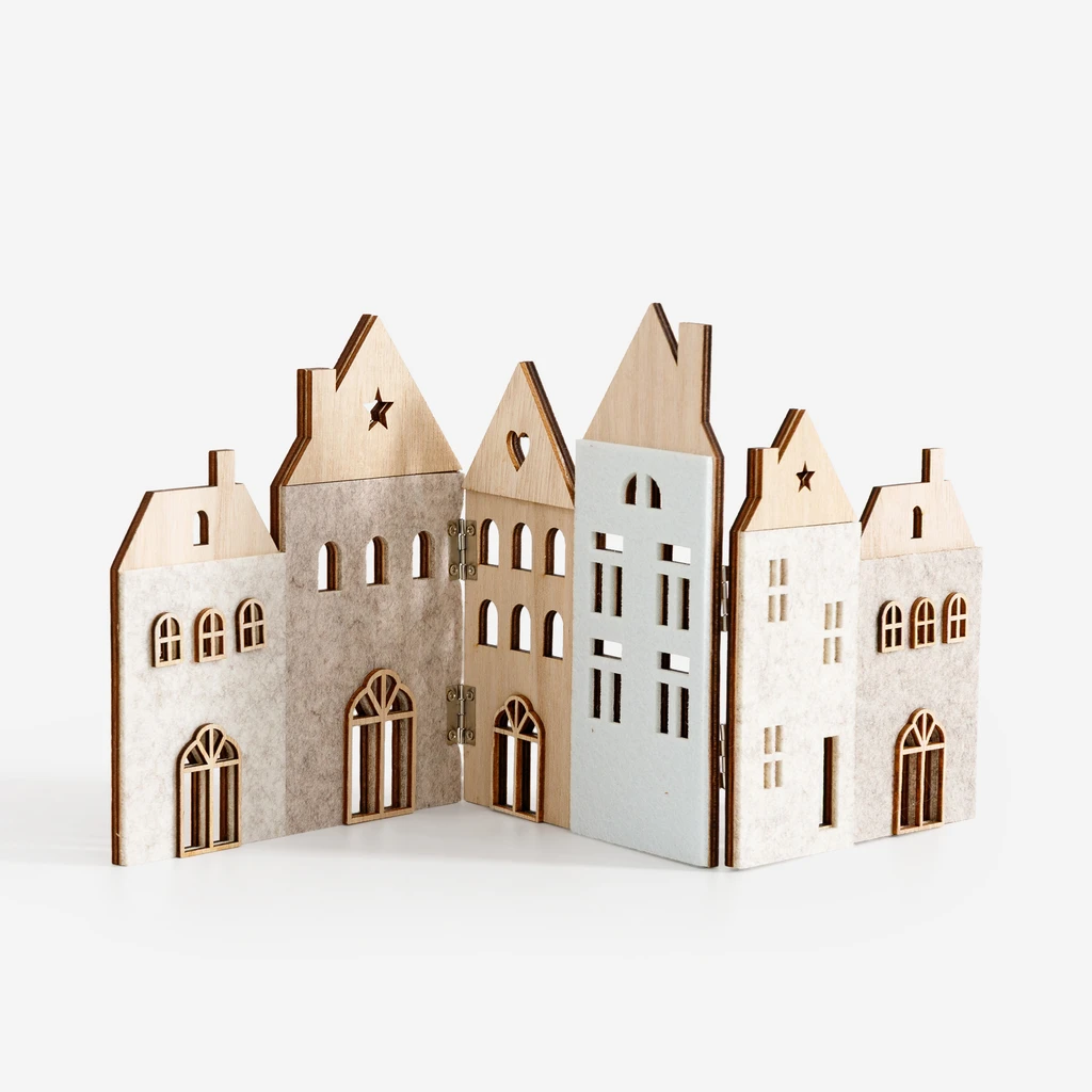 Dekorace DOMKY 48,5x20,5 cm