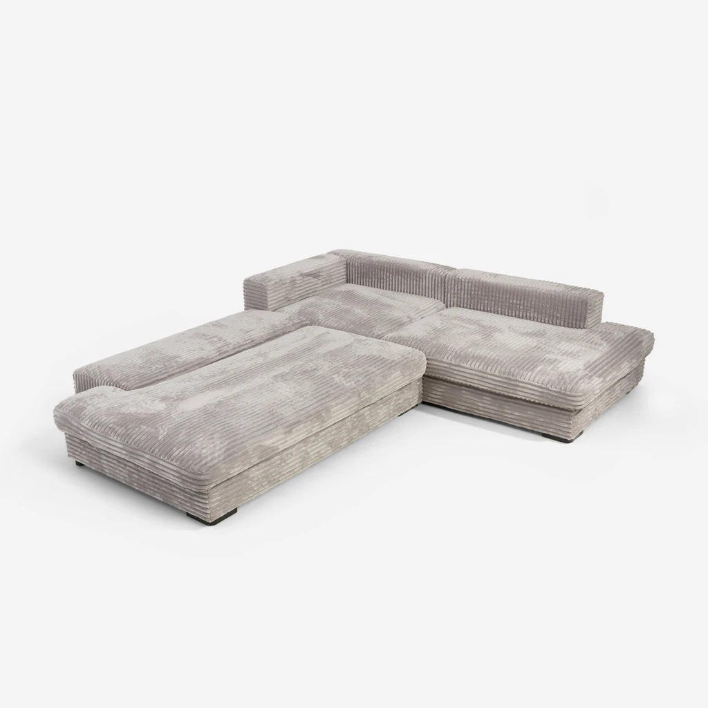 Šedá rozkládací rohová sedací souprava LYNETTE pravá