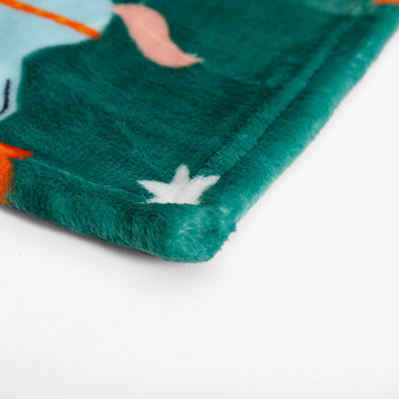 Vánoční deka s koníky zelená CODIE 130x160 cm