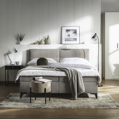 Světle šedá postel boxspring MARY 160x200 cm