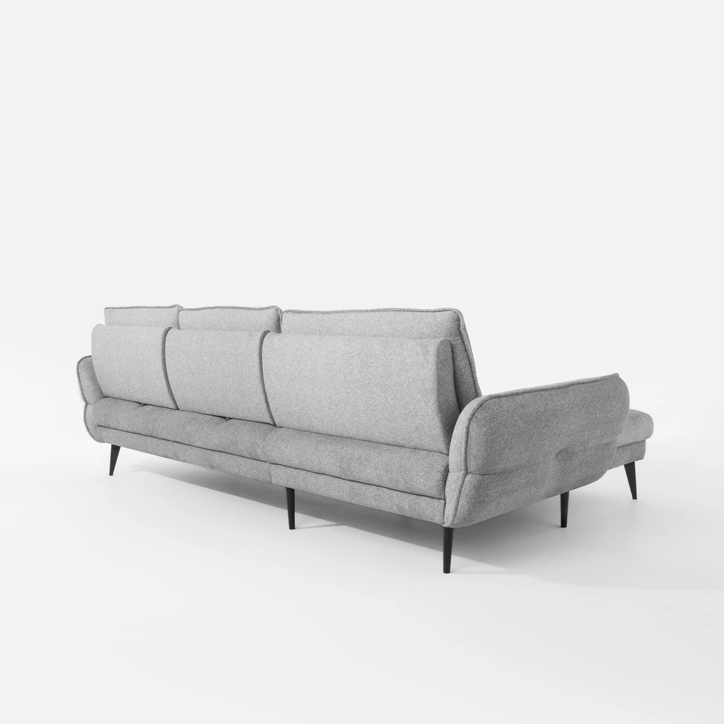 Rohová sedačka s nastavením hloubky sedáku šedá CAMPINA MINI levá