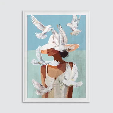 Obraz v bílém rámu LADY DOVES 70x100 cm