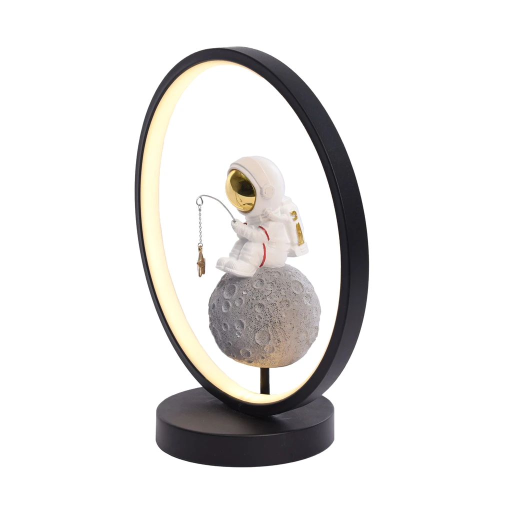 Lampa stołowa dekoracyjna LED ASTRONAUTA z wędką - wymiary.