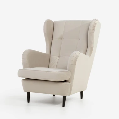 Velurové krémové křeslo ušák VITO