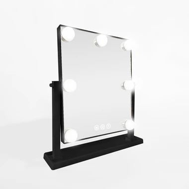 Obdélníkové černé zrcadlo s LED osvětlením 32x8x35 cm