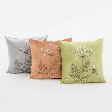 Velurový povlak na polštář s výšivkou ANISE 45x45 cm zelený