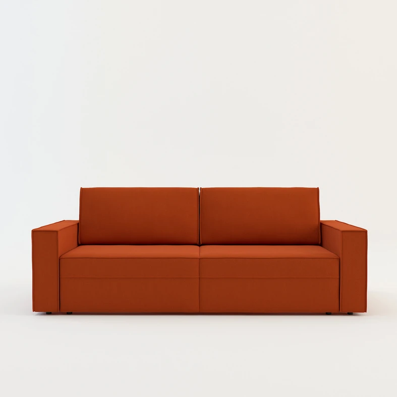 Sofa METIS w ceglastym kolorze.