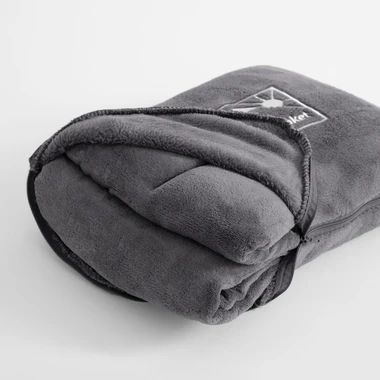 Šedá cestovní deka 2v1 TRAVEL BLANKET 130x160 cm