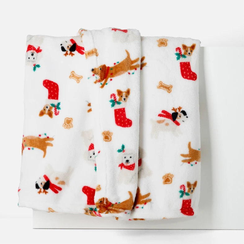 Vánoční deka se psy šedá CODIE 130x160 cm