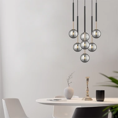 Závěsné svítidlo koule ARCTURUS 7 černo-zlaté