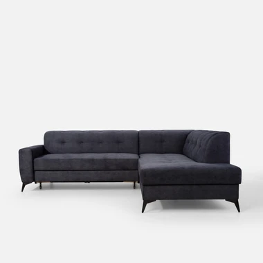 Šedomodrá rozkládací rohová sedací souprava STORN pravá