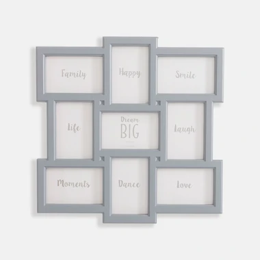 Šedý multi-fotorámeček na 9 fotografií 45,5x45,5 cm