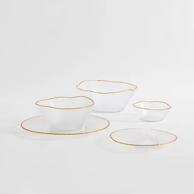 Skleněná miska se zlatým okrajem 15x5,5 cm