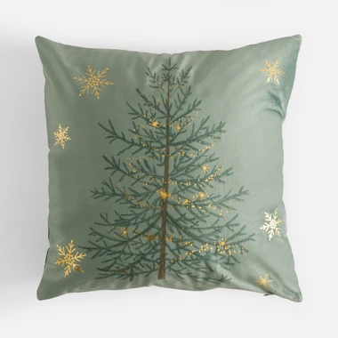 Dekorační povlak na polštář s vánočním stromečkem zelený AURORA 45x45 cm