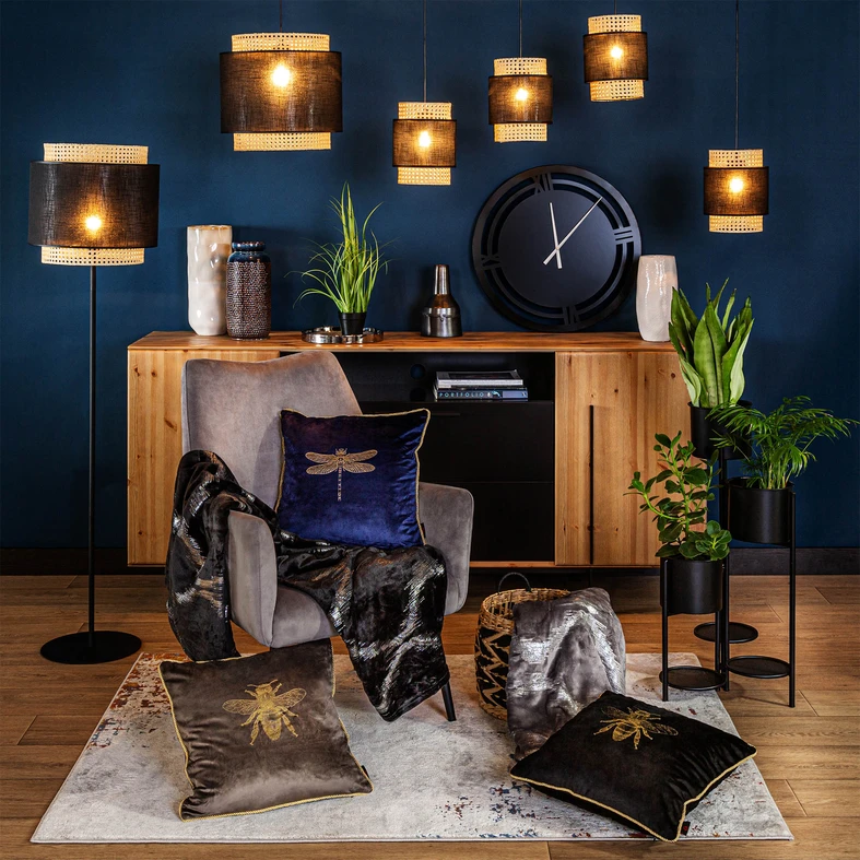 Dekorační šedý povlak na polštář s včelou AURE 45x45 cm