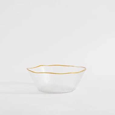 Skleněná miska se zlatým okrajem 15x5,5 cm