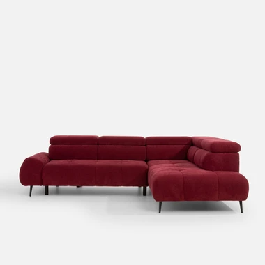 Rohová sedací souprava s elektrickým nastavením sedáku vínová MAVEL L pravá