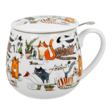 Hrnek se sítkem SVĚT KOČEK LÍNÉ KOČKY 430 ml