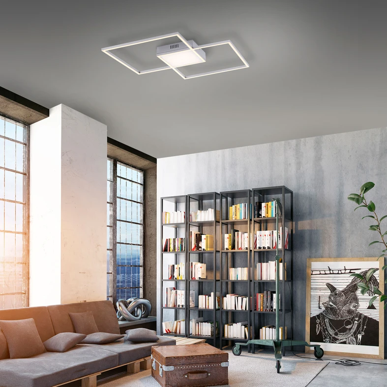Stříbrné stropní LED svítidlo s dálkovým ovládáním ASMIN