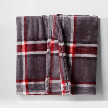 Tmavě šedá kostkovaná deka TYLOR 150x200 cm