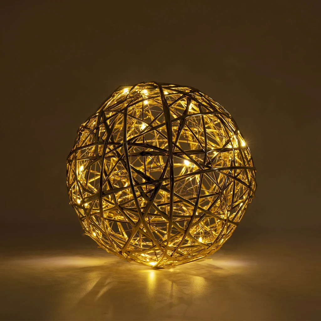 Dekorace LED koule šampaňské zlato, 20 cm