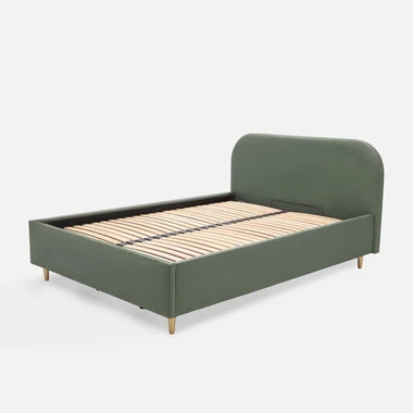 Olivová velurová postel SANTADI 140x200 cm