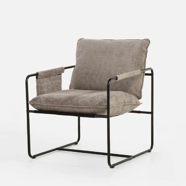 Šedé křeslo s černým rámem LUNWALL