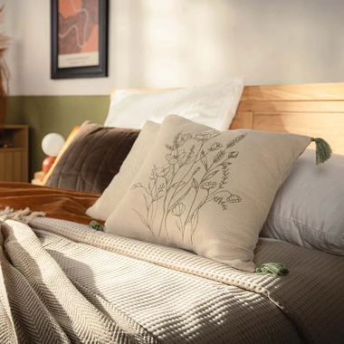 Povlak na polštář se střapci zelený FLORIA 45x45 cm