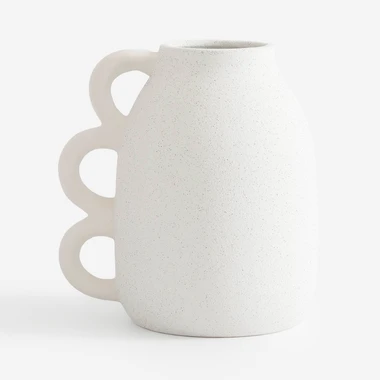 Keramická bílá váza s uchy 16,9 cm