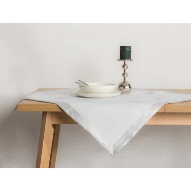 Vánoční ubrus bílo-stříbrný JULE 85x85 cm